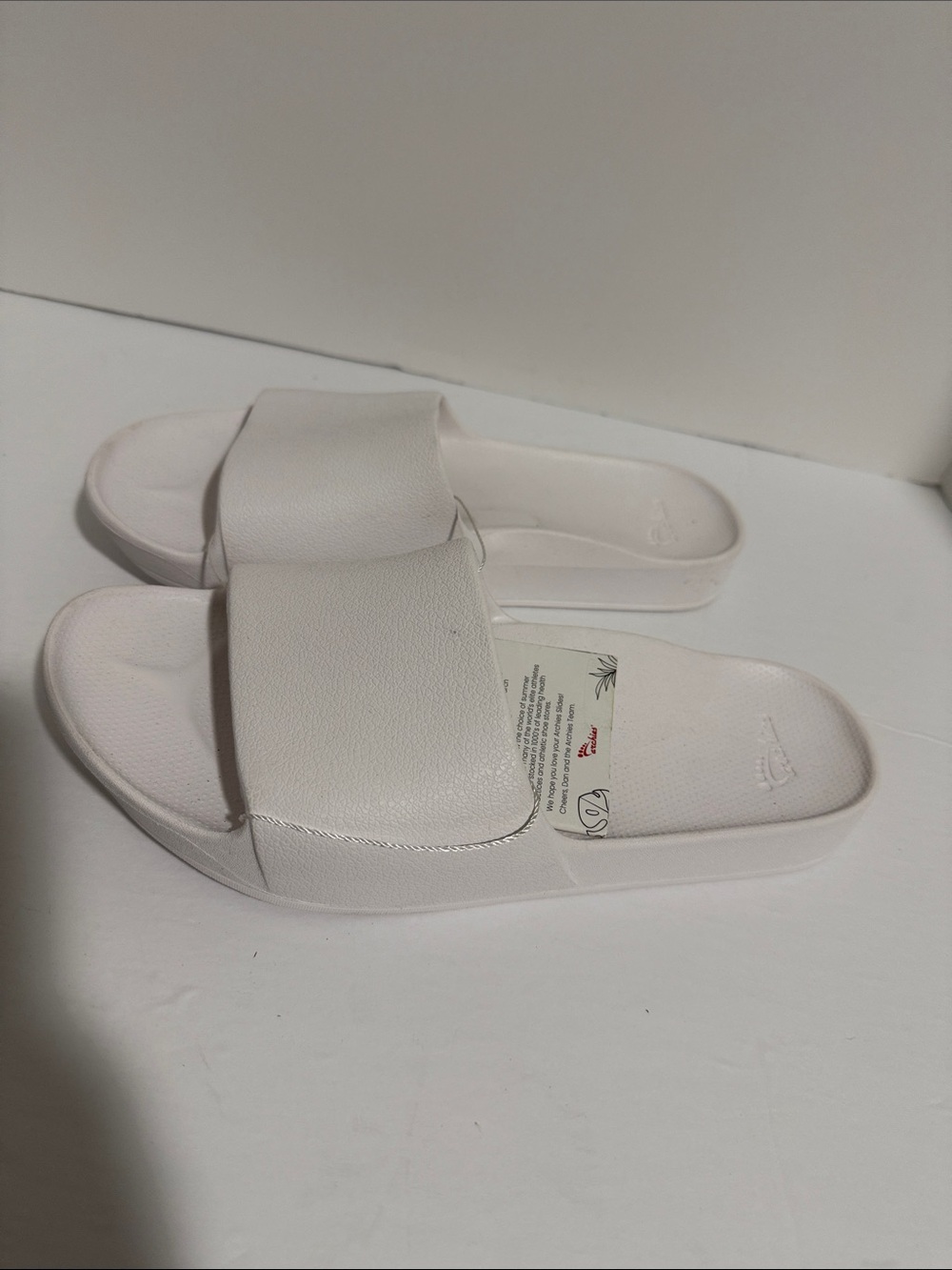 Archie’s White Slide Sandals for Women Size 9 Single Strap Arch Support Comfort - Picture 3 of 6